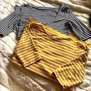 Black and yellow striped tops